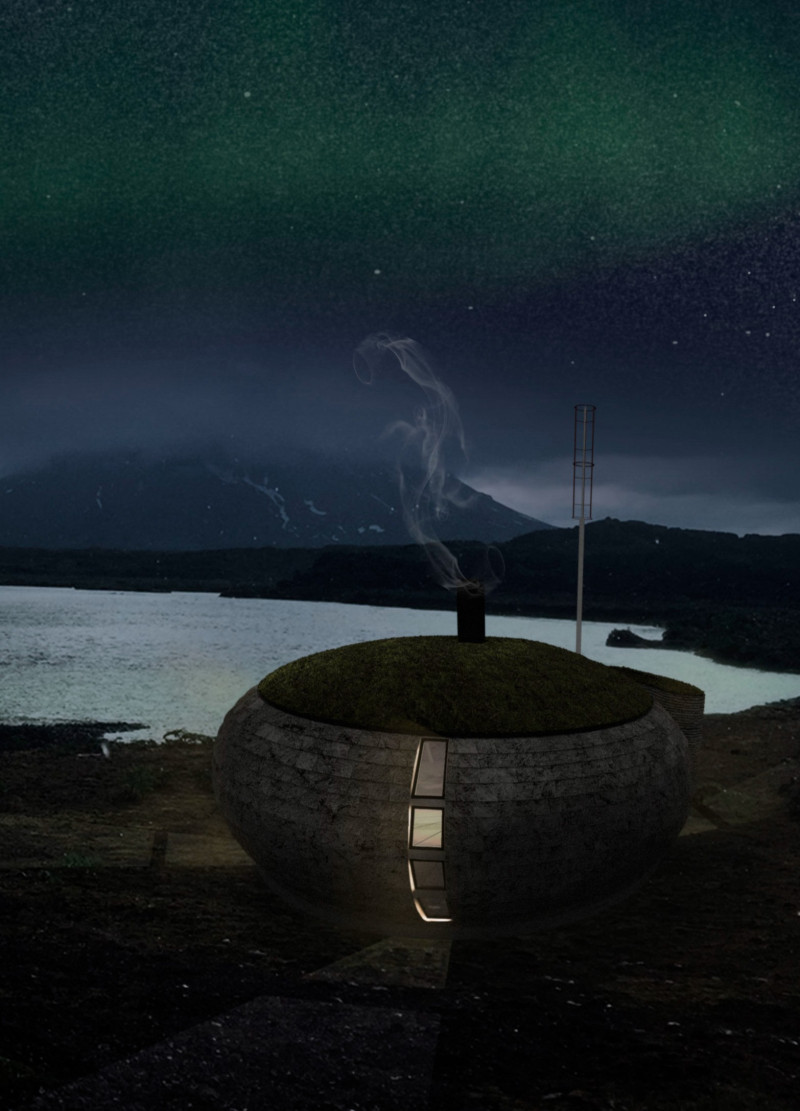 Grass-Roofed Cabins Crafted From Reclaimed Wood and Stone Shingles For Sustainable Trekking Retreats
