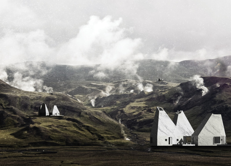 Aluminum-Skinned Cabins with Concrete Resilience Amid Rugged Icelandic Terrain