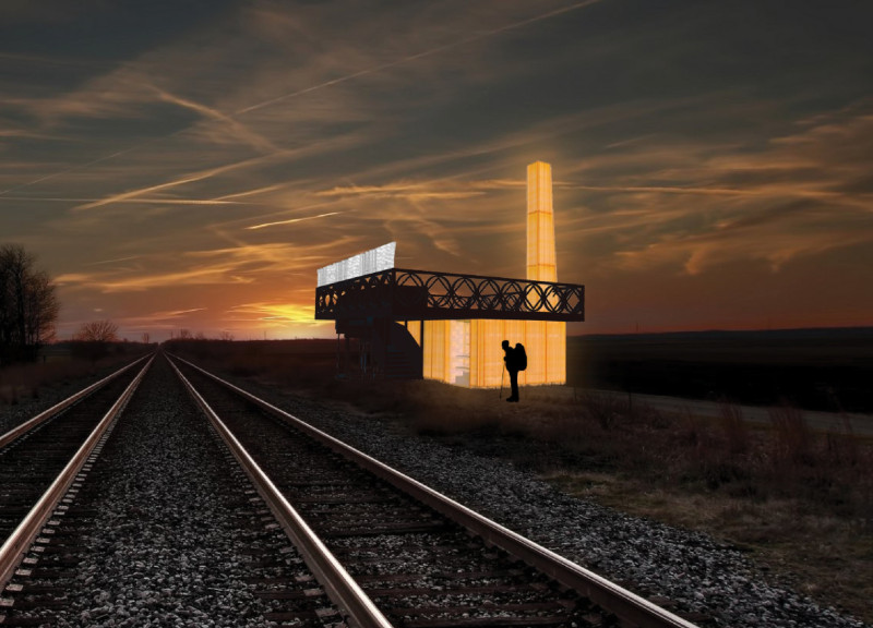 Translucent Façade of Glu-Lam Timber Amidst The Siberian Landscape for Railway Travelers