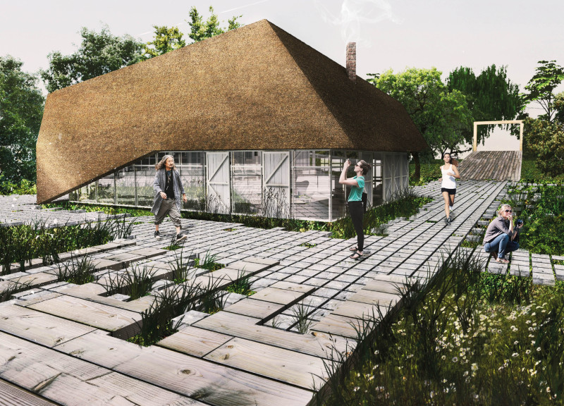 Thatch-Roofed Wellness Retreat Crafted from Ash-White Wood and Glass  