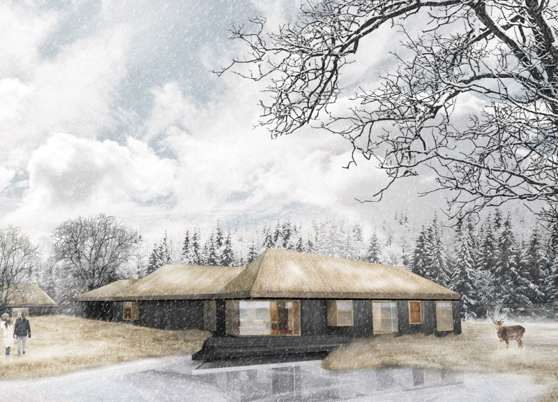 Thermal Straw Bale Retreat With Natural Slate Roofing in a Forested Sanctuary