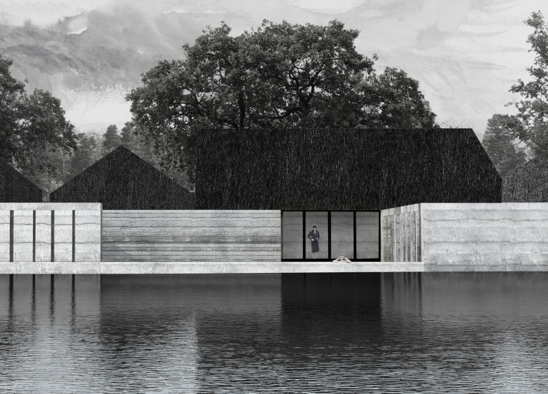 Rammed Earth Retreat Blended With Biophilic Design and Natural Light Integration