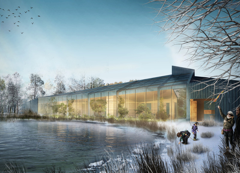 Community Hub Emphasizing Cross-Laminated Timber and Natural Stone for Sustainable Interaction