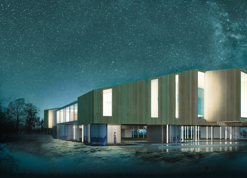 Elevated Retreat Featuring Local Clay and Transparent Walls for Integrated Wellness Experience