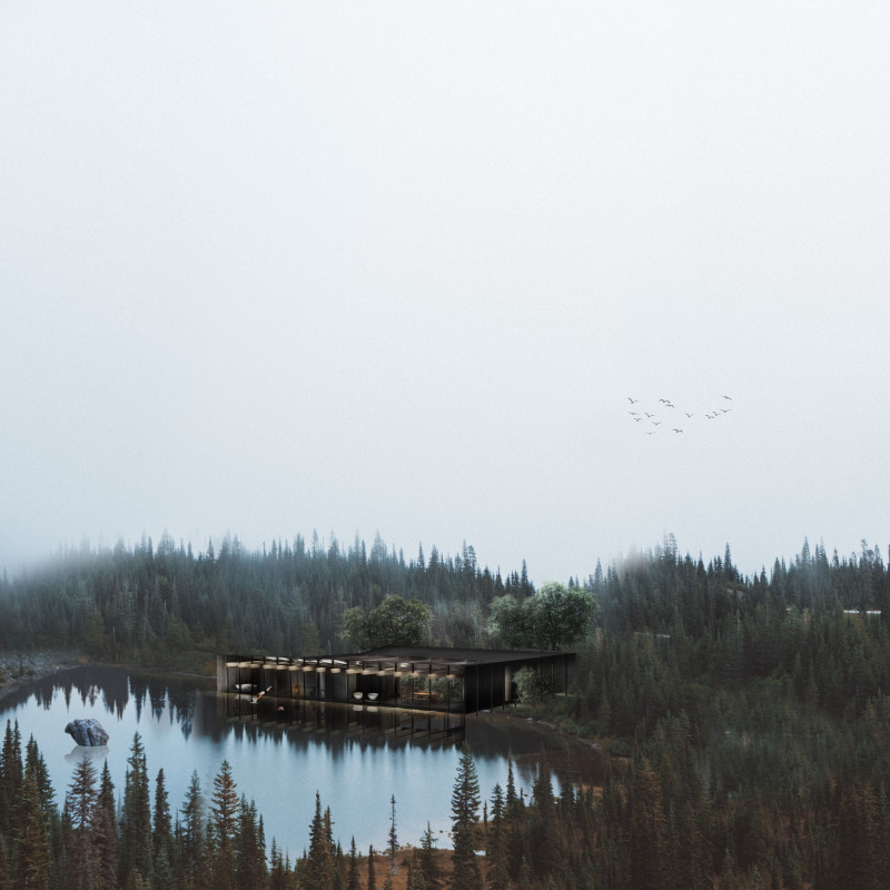 Cross-Laminated Timber Sanctuary With Charred Wooden Shingles Nestled in Nature