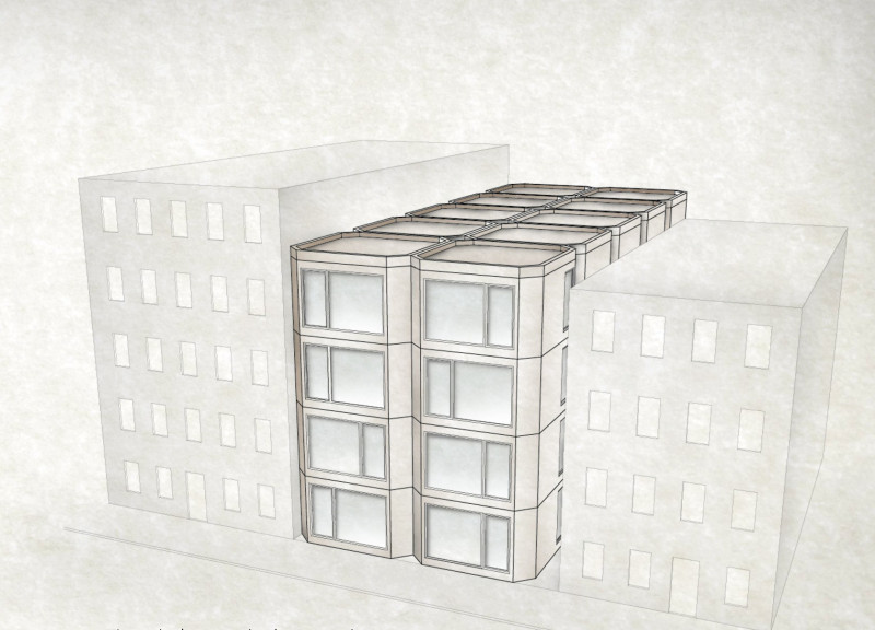 Stackable Hexagonal Units Enhanced by OSB and Natural Light in Urban Housing Solutions