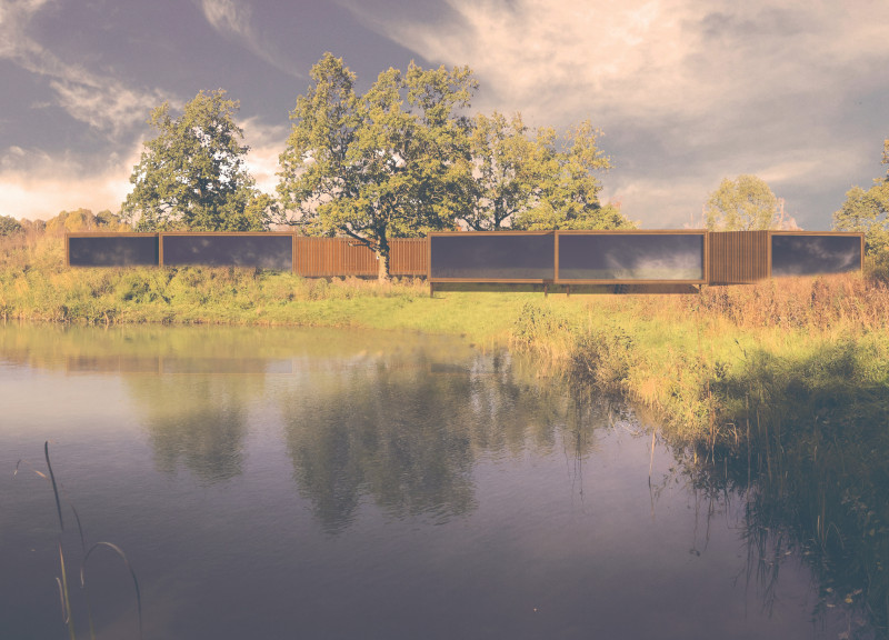 Charred Wooden Shingles and Green Roofs Form a Tranquil Lakeside Retreat
