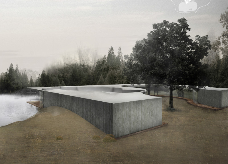 Curvilinear Roof and Natural Lighting in a Concrete Wellness Retreat