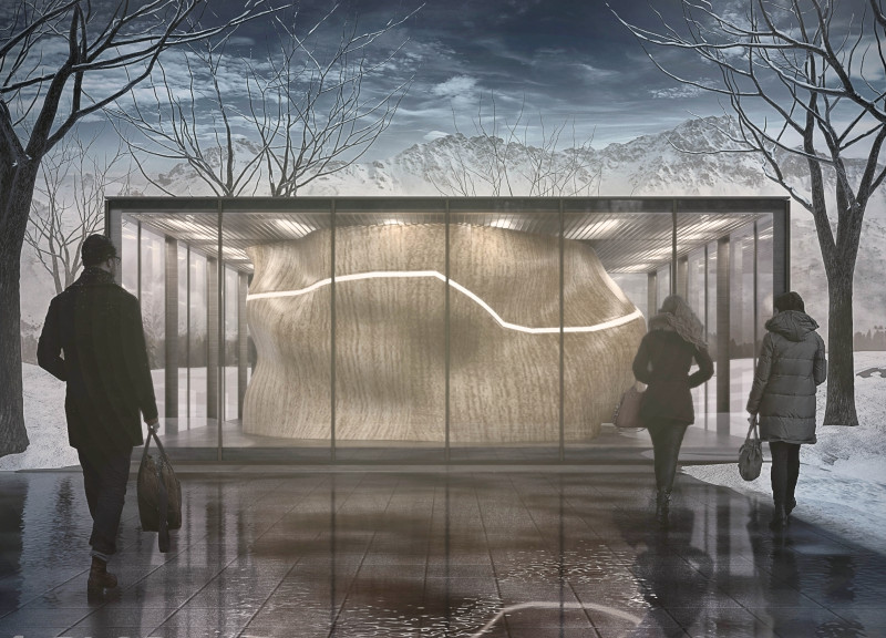 Curvilinear Form and Cross-Laminated Timber Panels Embrace Natural Light in Mountainous Setting