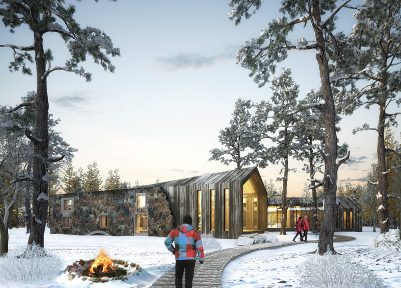 Charred Wooden Shingles and Locally Sourced Stone Create Tranquil Retreat Anchored in Nature