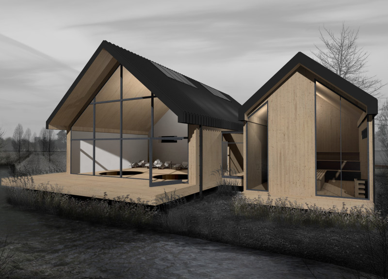 Subterranean Spaces Crafted with Laminated Timber and Natural Stone for Meditation Retreat  