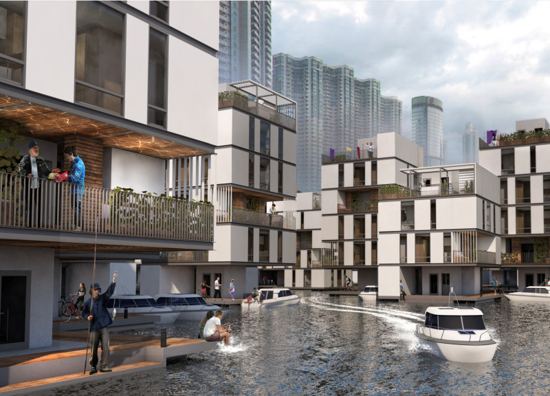 Floating Units With Recycled Plastics and Galvanized Steel for Sustainable Urban Living