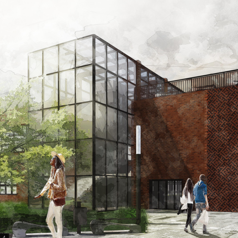 Charred Wooden Shingles and Brickwork Blend in a Versatile Cultural Hub