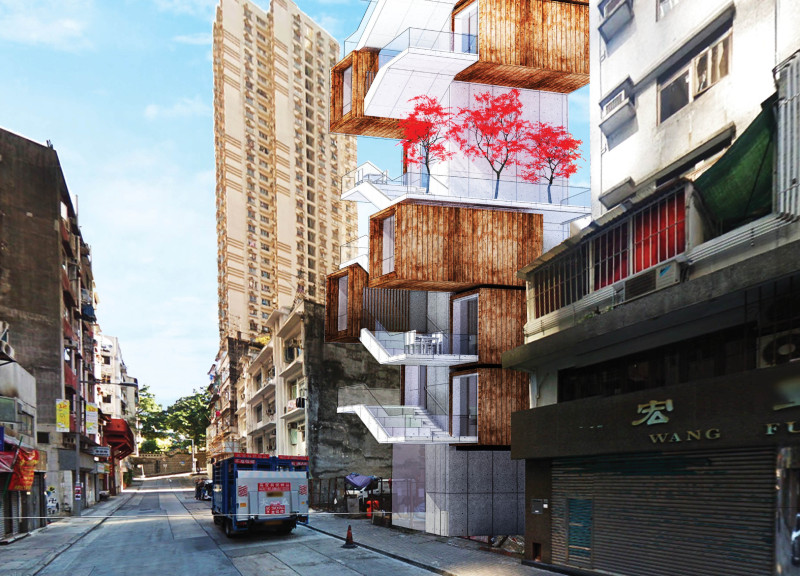 Switchback Design Featuring Precast Concrete and Natural Wood Cladding for Modular Urban Living