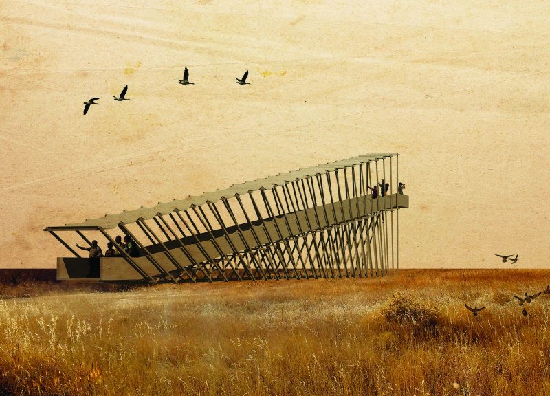 Timber Overhangs and Upcycled Canvas Create an Accessible Birdwatching Experience  
