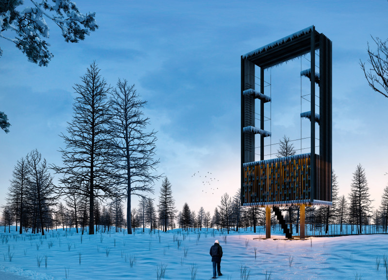 Elevated Views Framed By Charred Wooden Shingles And Cross-Laminated Timber Panels