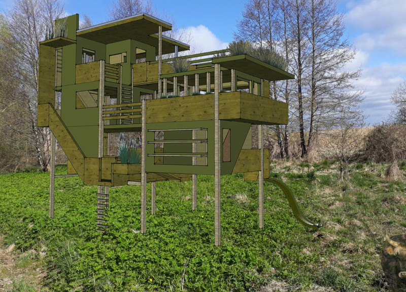 Charred Wooden Shingles and Cross-Laminated Timber Create a Versatile Community Space  