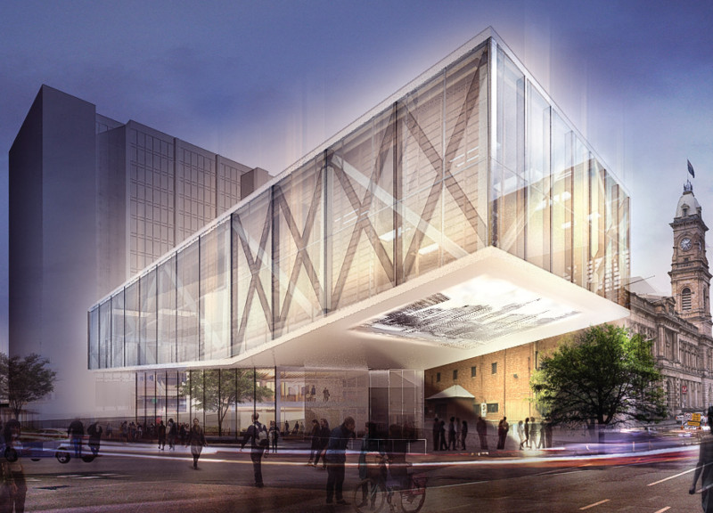 Charming Community Hub Featuring Sustainable Glass and Charred Wood Elements