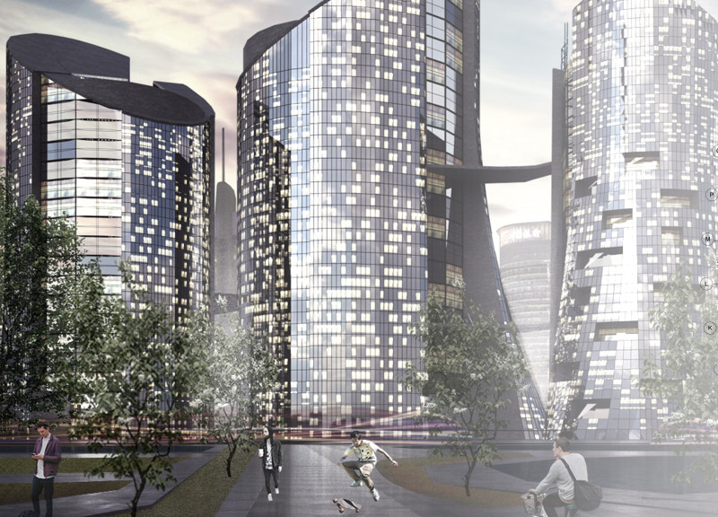 Glass Facades and Green Roofs Enhancing Urban Connectivity in a Mixed-Use Skyscraper  