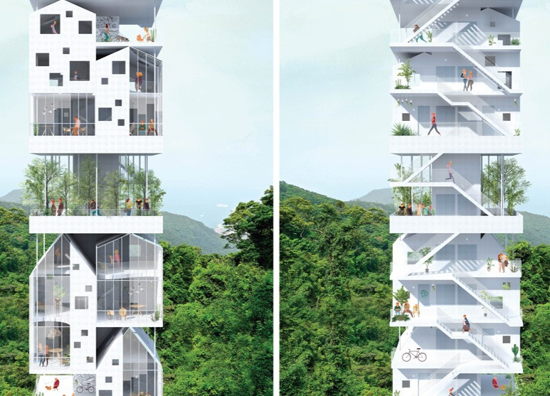 Geometric Facade Crafted from Precast Concrete and Expansive Glass in a Mountainous Environment  