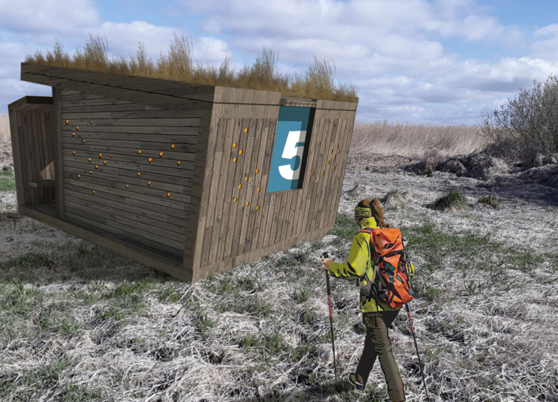 Hiking Shelter Featuring Cross-Laminated Timber Panels and Eco-Friendly Grass Roofing