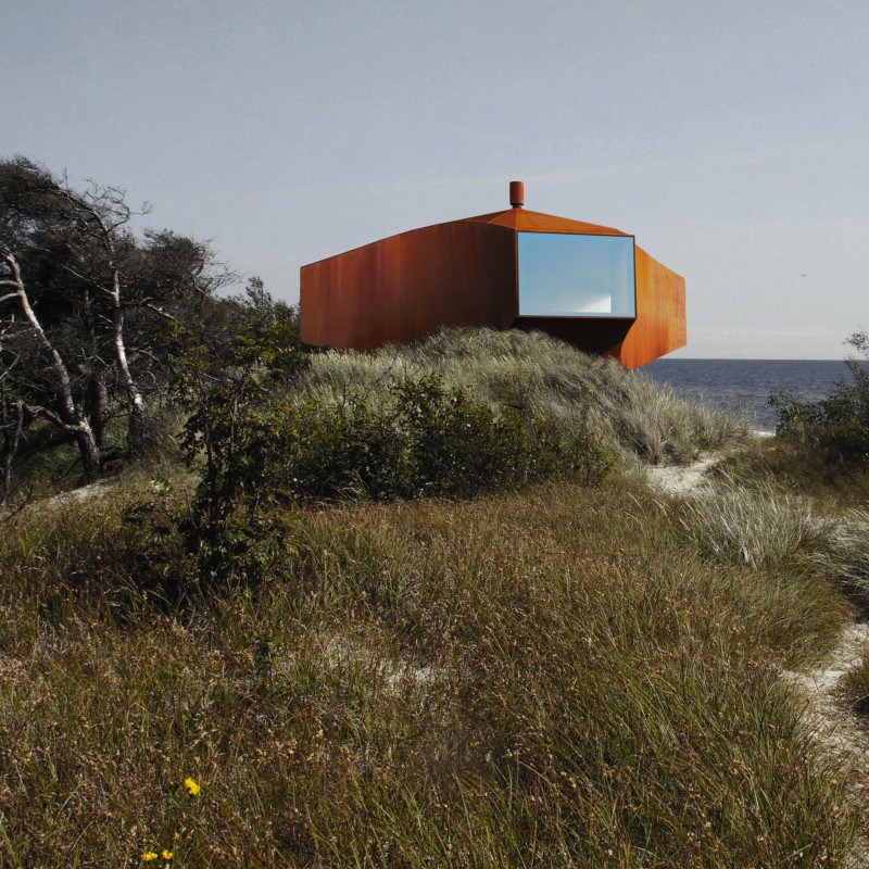 Corten Steel Shelters Blending With Baltic Coastline and Embracing Community Interaction