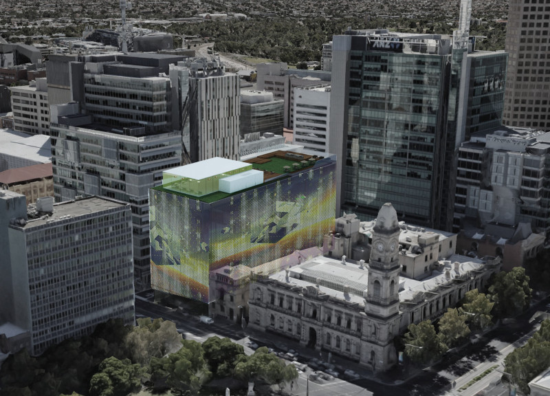 LED Facade and Staggered Timber Levels Enriching a Creative Community Hub