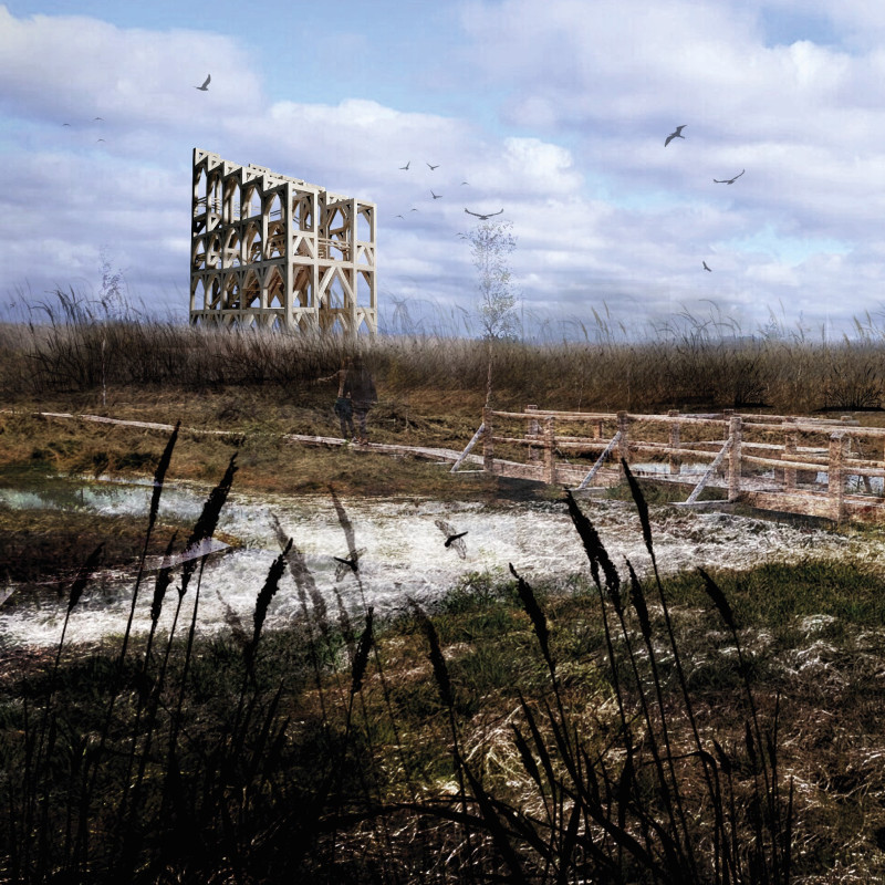 Charred Wooden Shingles and Timber Frames Redefine Nature Observation Space  