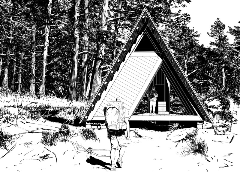 Charred Wooden Shingles and Cross-Laminated Timber Enveloping a Multifunctional Community Space  