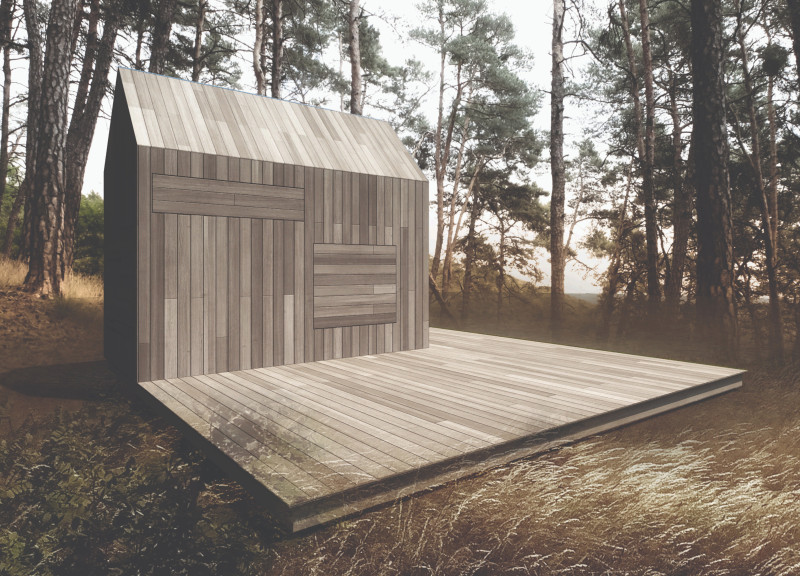 Charred Wooden Shingles and Thermal Insulation in Adaptable Gabled Retreats  