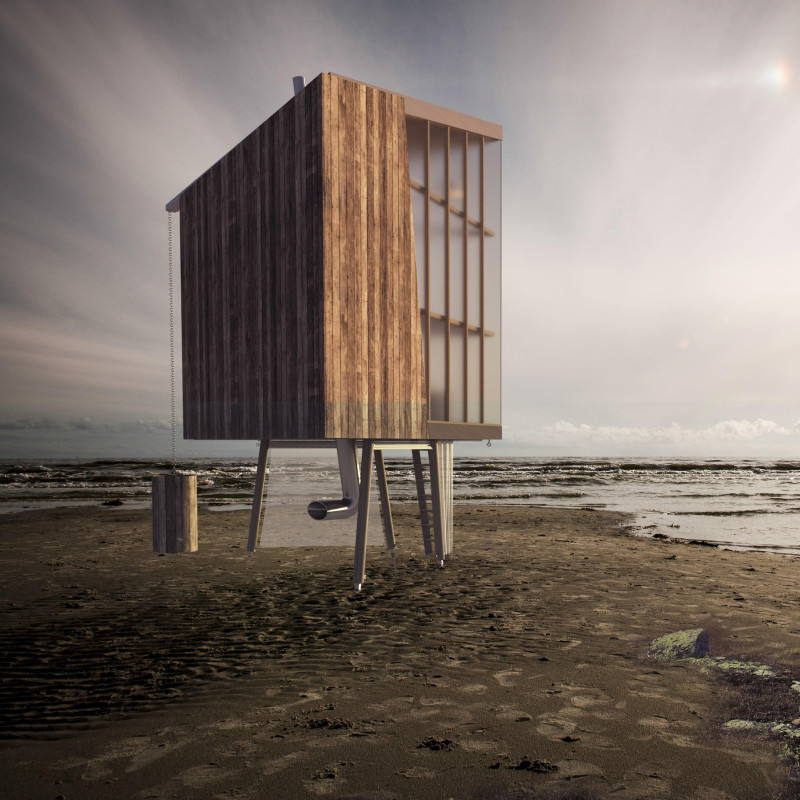Elevated Shelter Crafted From Polycarbonate And Timber With Integrated Rainwater Harvesting Systems  