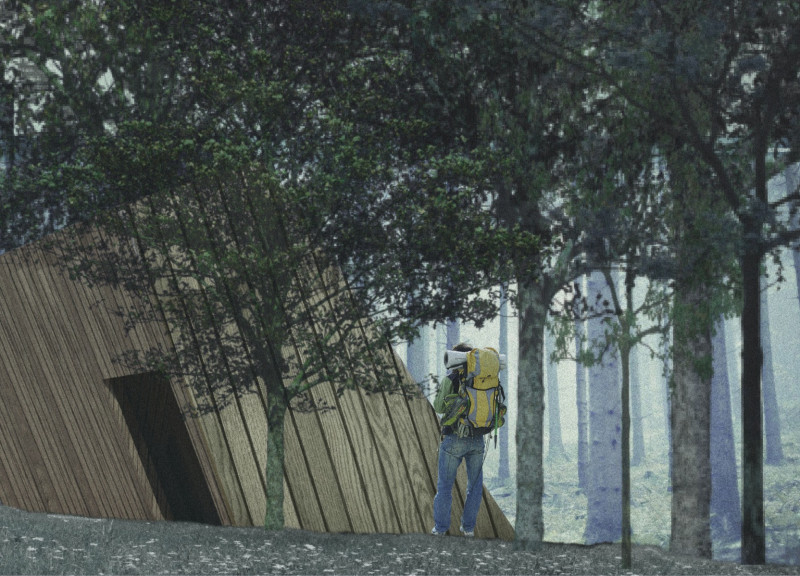 Inclined Shelters Crafted from Laminated Timber Panels Embracing Natural Views