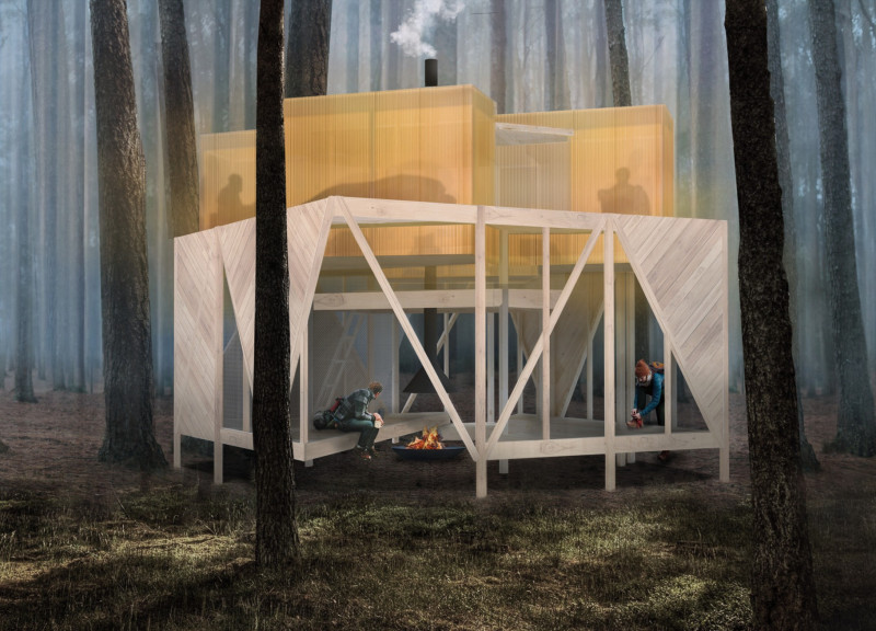 Elevated Timber Cabins with Transparent Pods for Immersive Nature Experiences