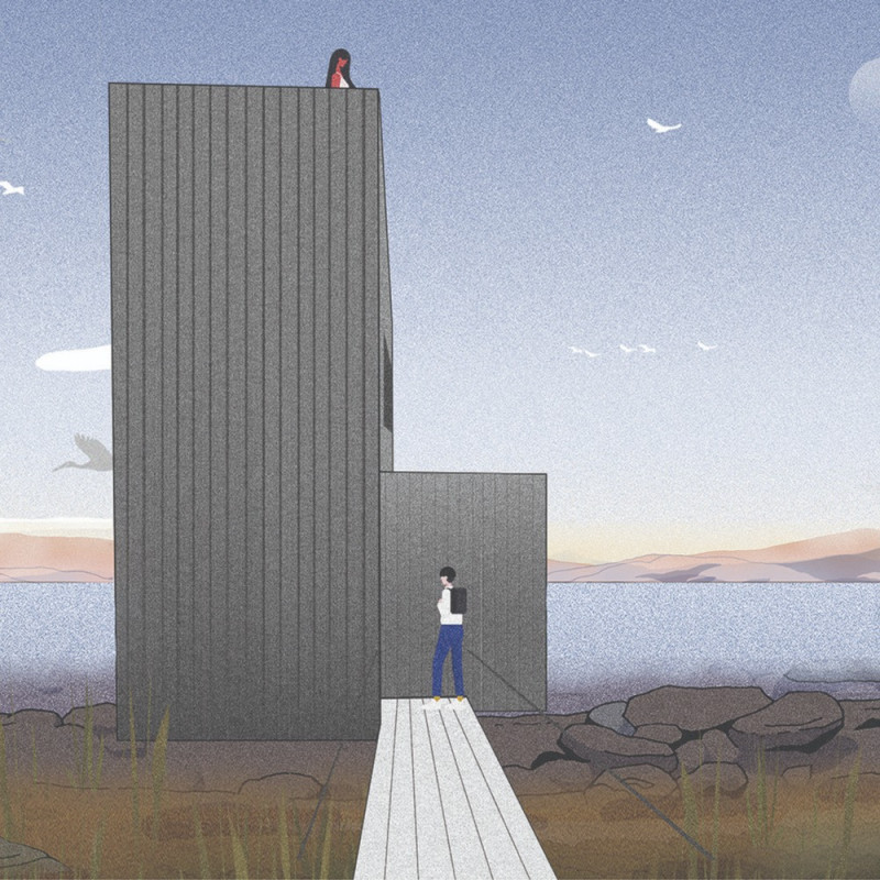 Charred Wooden Shingles Create A Seamless Connection Between Ground And Sky In A Unique Birdwatching Experience