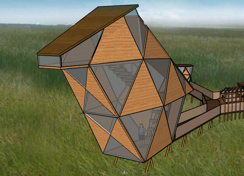 Biomimetic Viewing Platform Crafted From Cross-Laminated Timber and Charred Wood Shingles