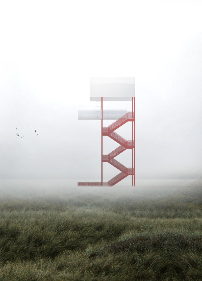 Perforated Metal Frames in a California Observation Tower Enhancing Accessibility and Wildlife Viewing  