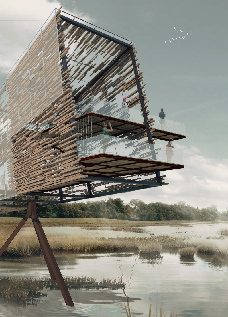 Charred Wooden Shingles and Green Roofs in a Community-Centric Space