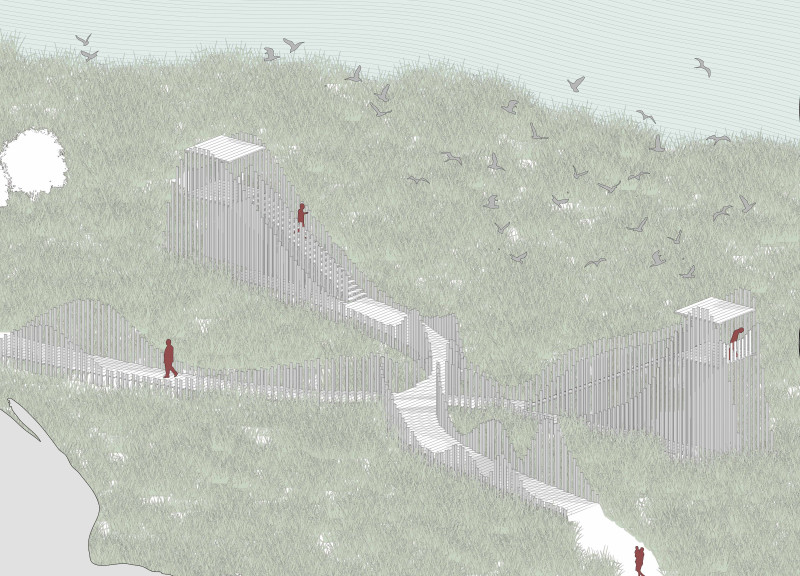 Sustainable Observation Platform Crafted with Seasoned Timber and Embedded in Natural Grasslands  