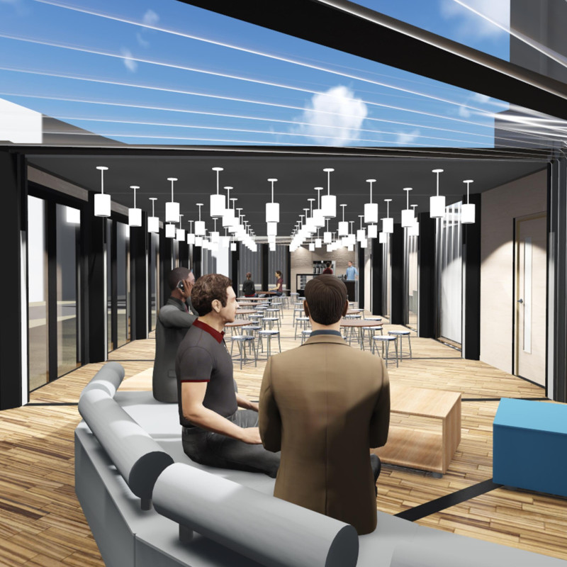 Community Space Featuring Steel and ETFE Integration in a Historic Context