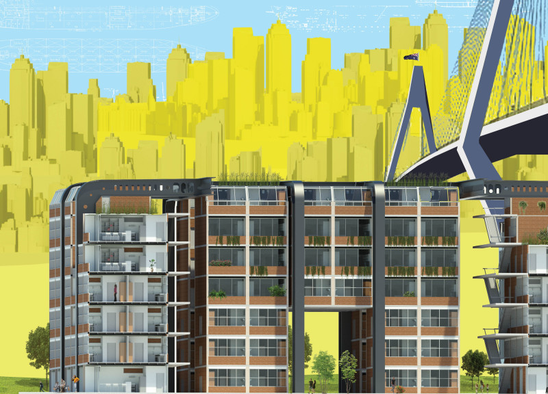 Reclaimed Steel and Recycled Brick Create Sustainable Urban Habitat