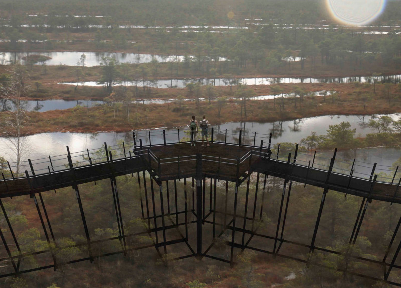 Charred Wooden Shingles and Cross-Laminated Timber Create Stealthy Observation Spaces in Natural Settings