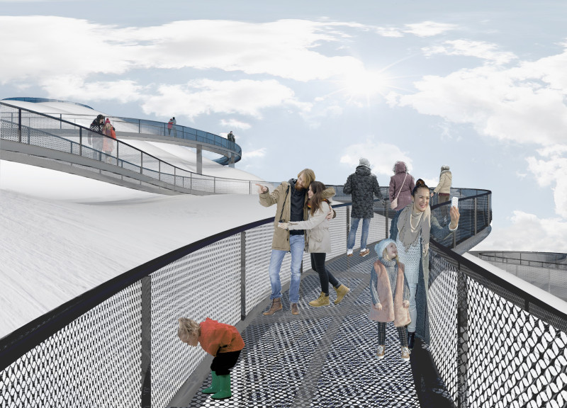 Geothermal-Powered Observation Walkway with Galvanized Steel and Nature-Integrated Design