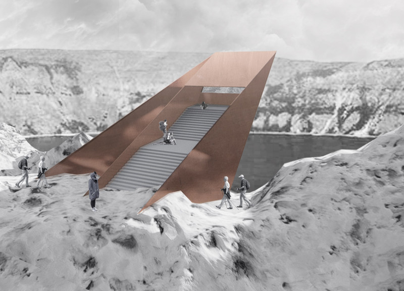 Corten Steel Lookout Blending With Volcanic Landscape Through Dynamic Cantilever Design  