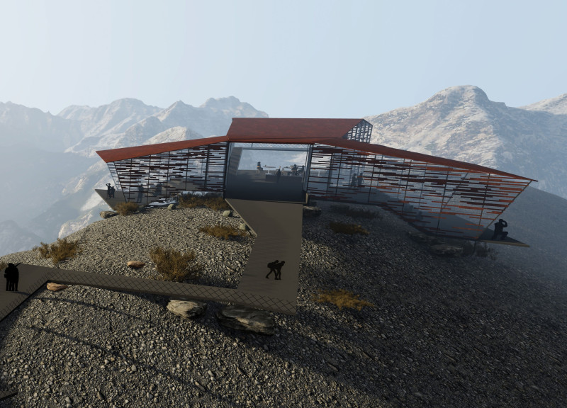 Corten Steel Observation Point Embracing Geology and Nature Engagement  