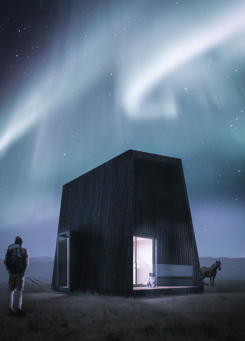 Charred Wooden Shingles and Panoramic Glazing in Sustainable Retreats Set Against the Northern Lights