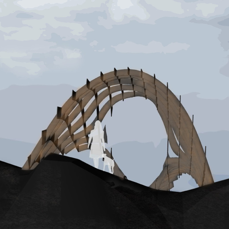 Curvilinear Structure Crafted From Cross-Laminated Timber Panels Overlooking Volcanic Landscape  