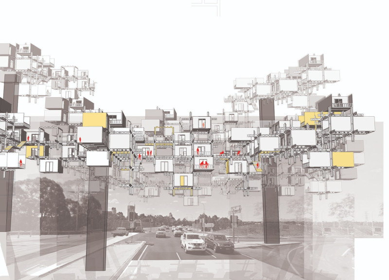 Steel Framework Over Urban Infrastructure With Prefabricated Modular Units