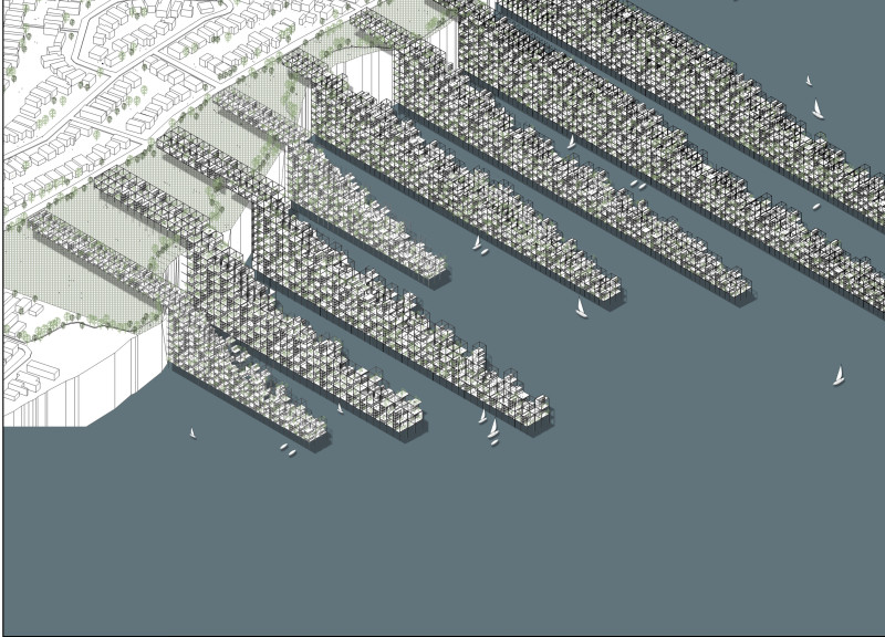 Elevated Structures with Sustainable Wood and Community-Centric Green Spaces  