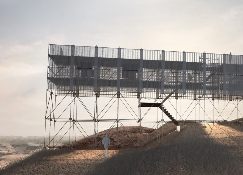 Perforated Metal Structure Elevating Visitor Experience Amid Natural Landscape  