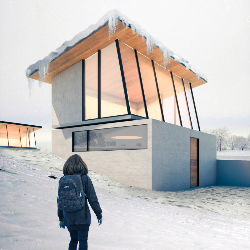 Geothermal Energy-Driven Retreat Featuring Charred Wooden Shingles and Expansive Mountain Views  